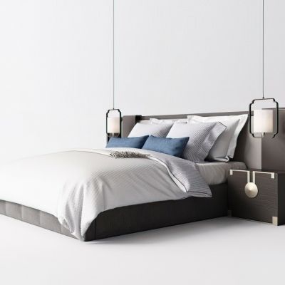 现代双人床床头柜