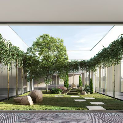 办公中庭绿植休息区