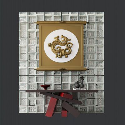 现代端景台背景墙