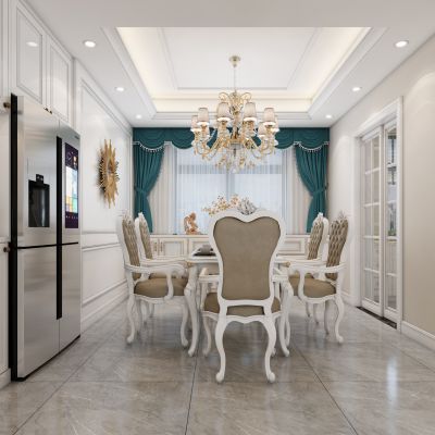 简欧客餐厅，客餐厅，简欧厨房，