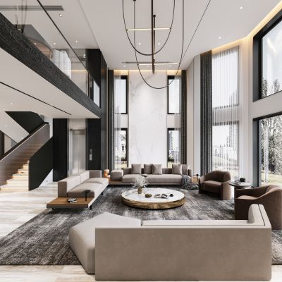 现代别墅客餐厅