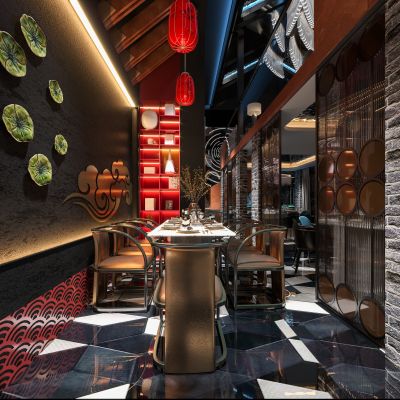 新中式烤鱼餐厅包间