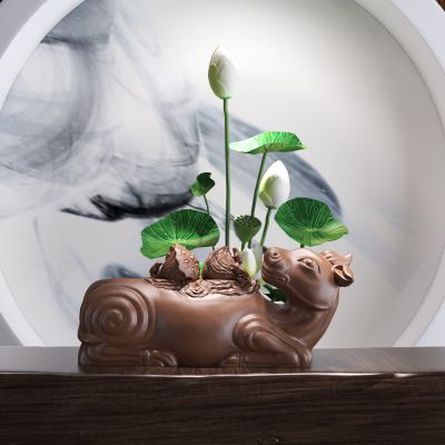 中式摆件 荷花 荷叶