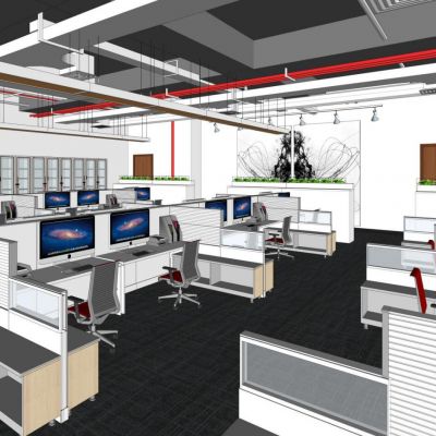 开放办公区模型模型新