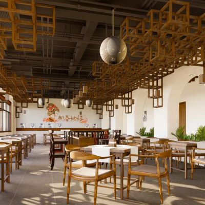 新中式餐厅设计模型新18866 