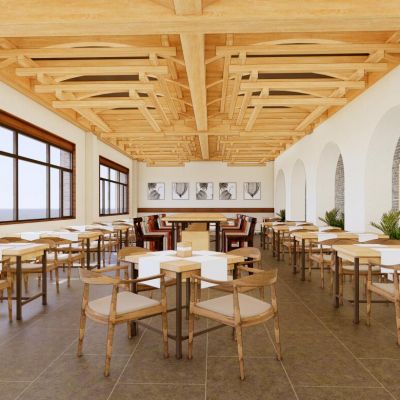 新中式餐厅模型12818 