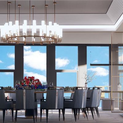 超精细新中式餐厅模型新