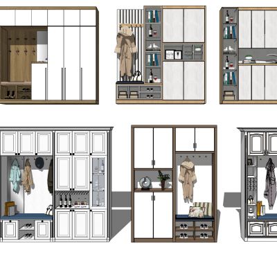 现代衣柜简欧衣柜组合SU模型