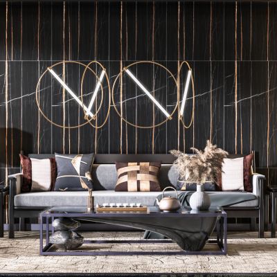 新中式轻奢沙发茶几66615