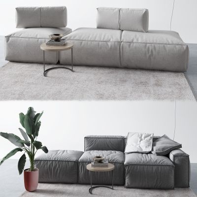 现代布艺沙发 盆栽