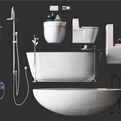 现代卫生间浴缸马桶