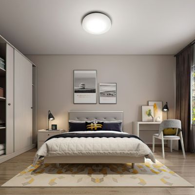 现代卧室床品休闲椅台灯