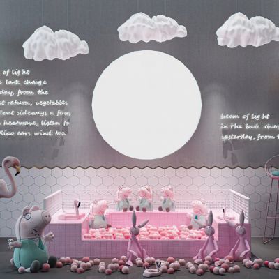 现代网红美陈背景墙