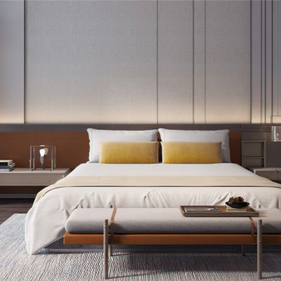 现代样板房卧室床品组合