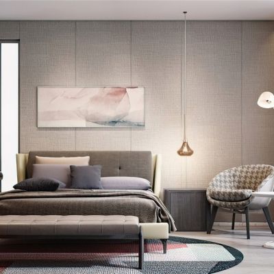 现代样板房卧室3D模型