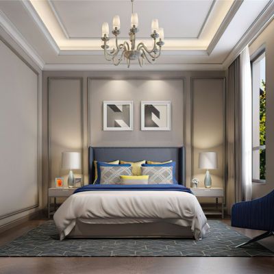 现代样板房卧室床品
