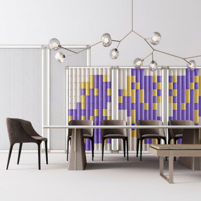 现代屏风休闲椅吊灯