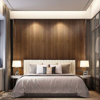 现代样板房卧室床品台灯