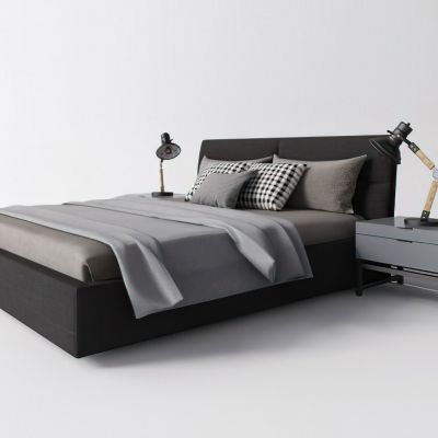 现代双人床3D模型