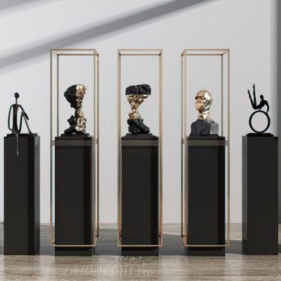 现代抽象人物石头雕塑组合