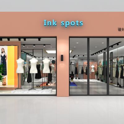 现代设计师品牌服装店3D