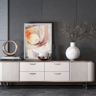 现代轻奢电视柜摆件组合