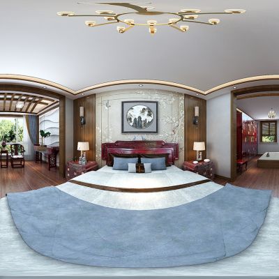  新中式红木卧室 印尼黑酸枝大床 顶箱柜 红木梳妆台