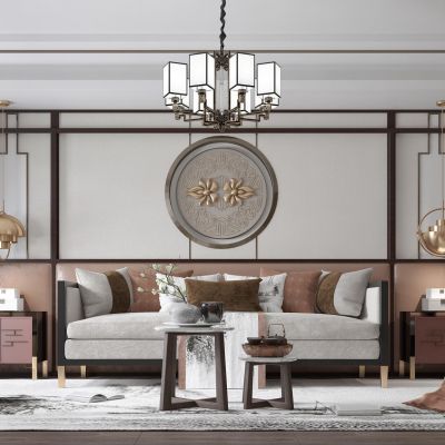 新中式客厅 新中式沙发 新中式装饰画