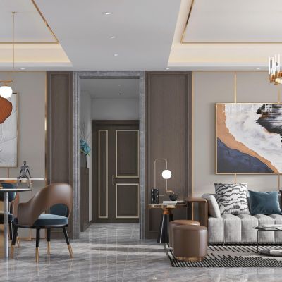 现代轻奢客厅餐厅