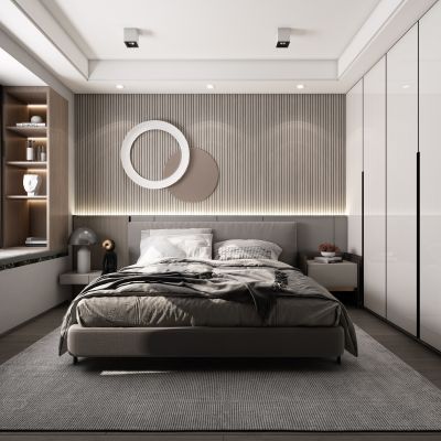 现代卧室，卧室，