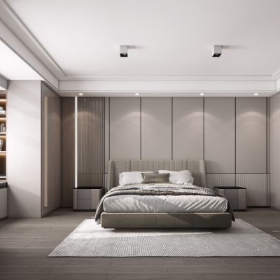 现代卧室，简约卧室，主卧，卧室，