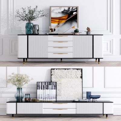 现代轻奢电视柜边柜