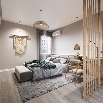 现代侘寂风卧室