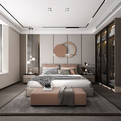 现代卧室，轻奢卧室，卧室，