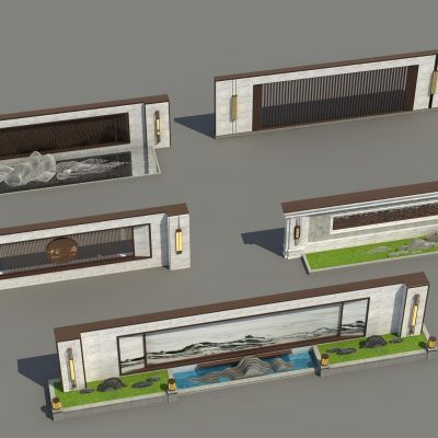 新中式风格景墙围墙景观照壁