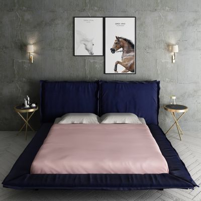 现代布艺双人床饰品组合