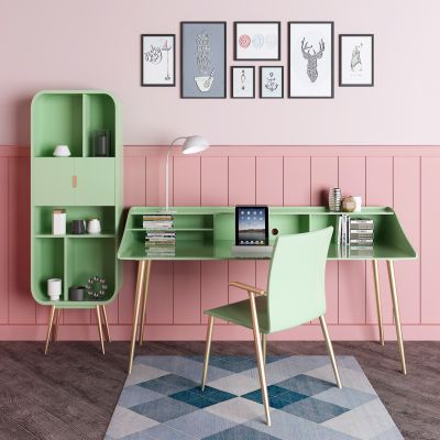 北欧书桌椅书柜组合