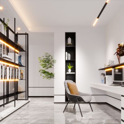 现代简约北欧轻奢风格书房