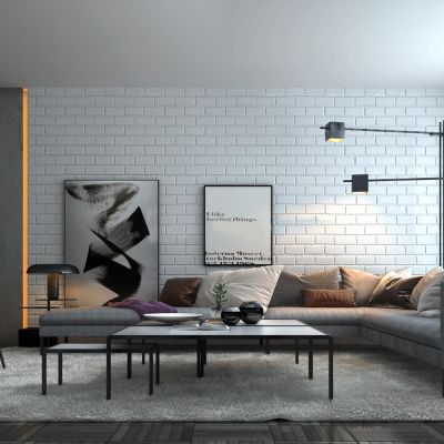 现代北欧转角沙发休闲椅组合