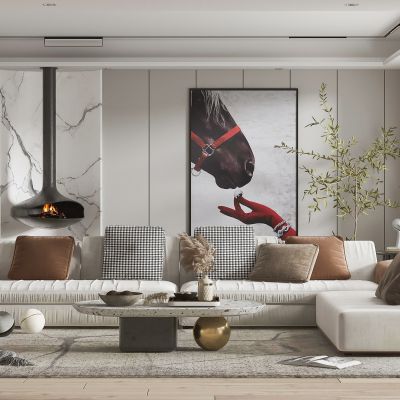 现代客厅沙发茶几组合