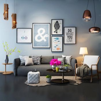 北欧客厅休闲沙发椅子组合