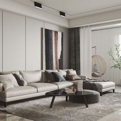 现代轻奢客厅餐厅