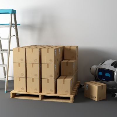 现代人字梯 包装箱 机器人 物流