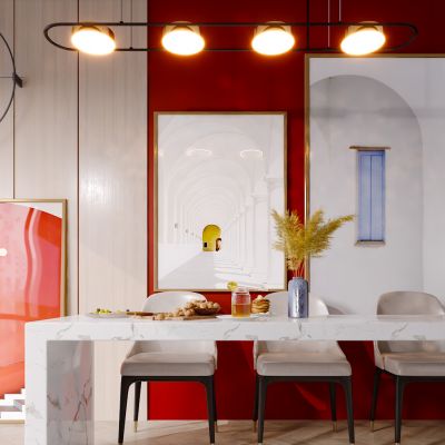 北欧现代简约轻奢风格餐厅吧台