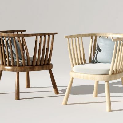 北欧原木休闲椅  单椅