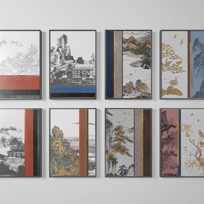 新中式山水抽象装饰画