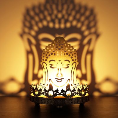 中式佛头莲花烛台组合