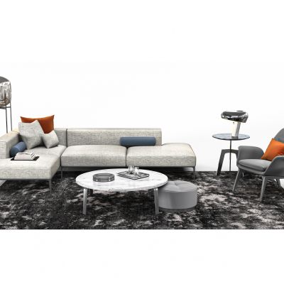 现代布艺转角沙发组合