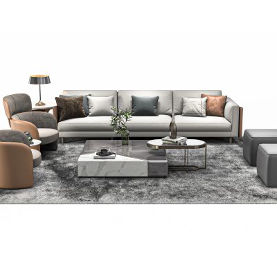 现代轻奢流行客厅沙发茶几