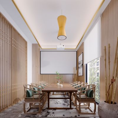 新中式现代简约轻奢风格会议室